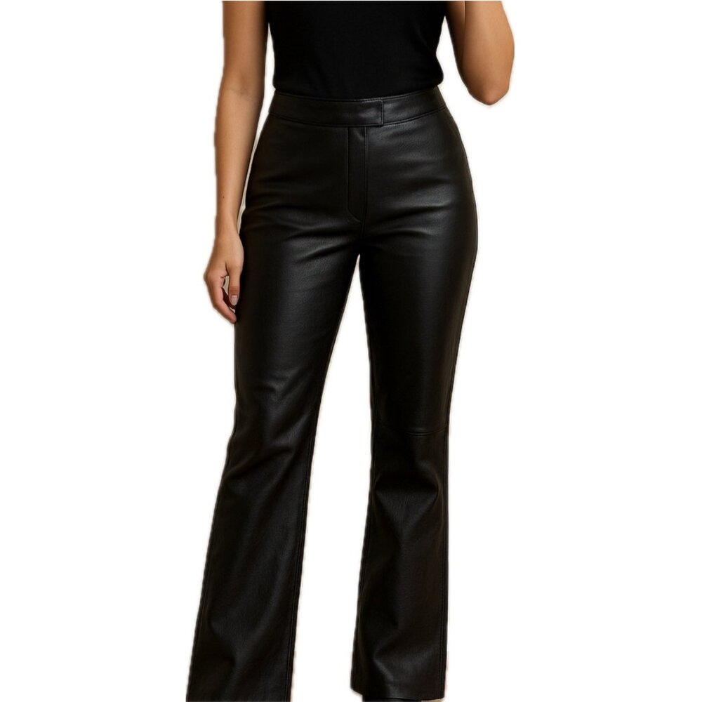 Vintage Arrow USA Women’s Black Genuine Leather Pants Boot Cut 2 XS High Rise